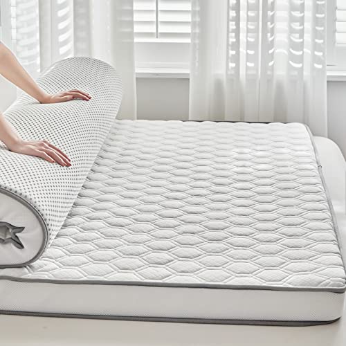 Memory Foam Mattress Topper 4 Inches with Supportive, High-Density Foam - 2 Layer Hybrid Cooling Bed Topper with Knitted Cotton & Bamboo Charcoal Skin Friendly Cover - Twin Size