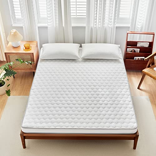 Memory Foam Mattress Topper 4 Inches with Supportive, High-Density Foam - 2 Layer Hybrid Cooling Bed Topper with Knitted Cotton & Bamboo Charcoal Skin Friendly Cover - Twin Size