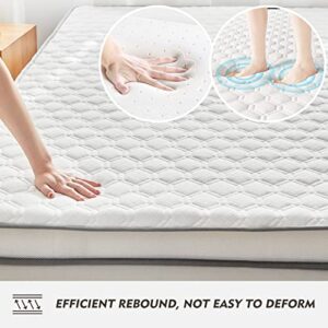 Memory Foam Mattress Topper 4 Inches with Supportive, High-Density Foam - 2 Layer Hybrid Cooling Bed Topper with Knitted Cotton & Bamboo Charcoal Skin Friendly Cover - Twin Size