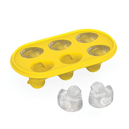 TrueZoo Quack the Ice Duck Ice Cube Tray, Novelty Animal Ice Mold, Large Ice Cube Mold, Makes 6 Ice Cubes, Duck Ice Tray, Yellow, Set of 1