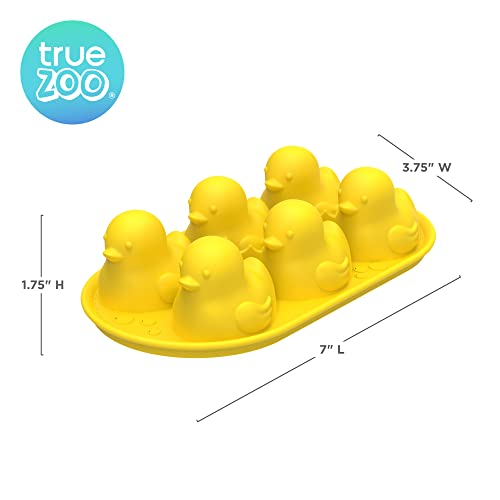 TrueZoo Quack the Ice Duck Ice Cube Tray, Novelty Animal Ice Mold, Large Ice Cube Mold, Makes 6 Ice Cubes, Duck Ice Tray, Yellow, Set of 1
