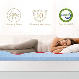 BedStory Mattress Topper Queen Size, Dual-Layer Pillow Top & Gel Memory Foam Bed Toppers 3.6 Inch, 2-in-1 Combination of Comfort and Support, Gray