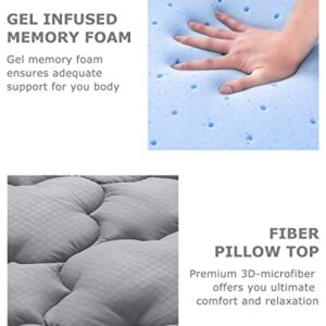 BedStory Mattress Topper Queen Size, Dual-Layer Pillow Top & Gel Memory Foam Bed Toppers 3.6 Inch, 2-in-1 Combination of Comfort and Support, Gray