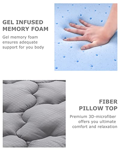 BedStory Mattress Topper Queen Size, Dual-Layer Pillow Top & Gel Memory Foam Bed Toppers 3.6 Inch, 2-in-1 Combination of Comfort and Support, Gray