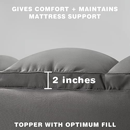 Shilucheng Mattress Topper King Size,Extra Thick Mattress Pad Cover,Pillow Top Mattress Topper for Back Pain,Soft Bed Topper Overfilled with Down Alternative,8-21" Deep Pocket,Grey