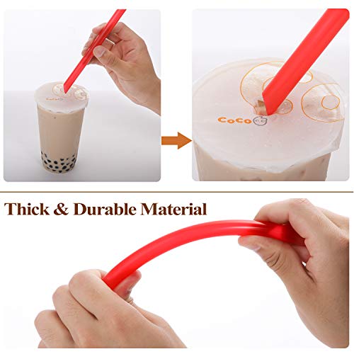 [Angled Tips] 8 Pcs Reusable Boba Straws & Smoothie Straws - Multi Colors Jumbo Wide Reusable Straws, BPA FREE Food-Grade Plastic Straws for Bubble Tea(Tapioca, Boba Pearls), Milkshakes with 2 Brushes