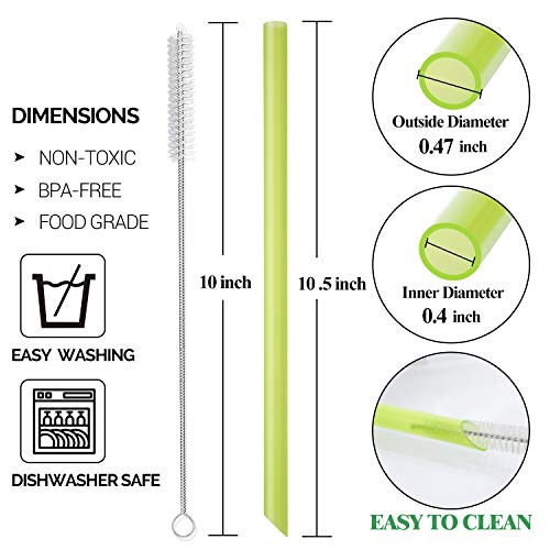 [Angled Tips] 8 Pcs Reusable Boba Straws & Smoothie Straws - Multi Colors Jumbo Wide Reusable Straws, BPA FREE Food-Grade Plastic Straws for Bubble Tea(Tapioca, Boba Pearls), Milkshakes with 2 Brushes