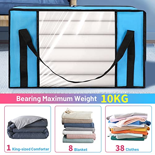 GARPROVM 3PCS Large Storage Bags, Clothes Storage Bag with Lids and Handle, Foldable Closet Organizer Storage Oxford Bag cloth for Clothing Sweaters Comforter Blanket Pillows Toys