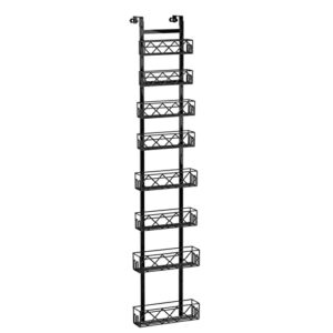 over the door pantry organizer 8-tier adjustable baskets hanging spice door rack - 13.78" w x 65.16" h behind the door storage for kitchen, bathroom, and closet organization