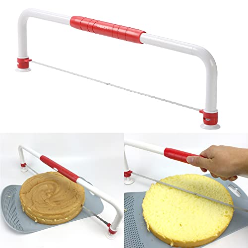 WiuCYS XL Adjustable Cake Layer Cutter Leveler Slicer for 6-16 Inch Large Layer Cakes, Stratification Auxiliary Leveling Baking Tool, Bread Slicer, Toast Cutter, Stainless Steel Food Saw