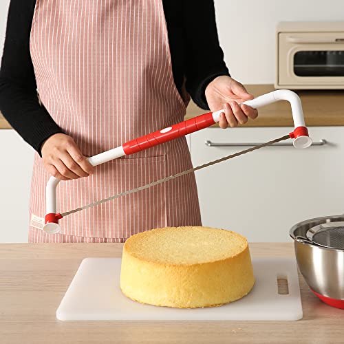 WiuCYS XL Adjustable Cake Layer Cutter Leveler Slicer for 6-16 Inch Large Layer Cakes, Stratification Auxiliary Leveling Baking Tool, Bread Slicer, Toast Cutter, Stainless Steel Food Saw