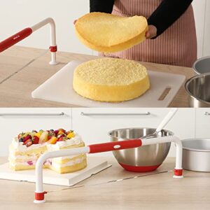 WiuCYS XL Adjustable Cake Layer Cutter Leveler Slicer for 6-16 Inch Large Layer Cakes, Stratification Auxiliary Leveling Baking Tool, Bread Slicer, Toast Cutter, Stainless Steel Food Saw