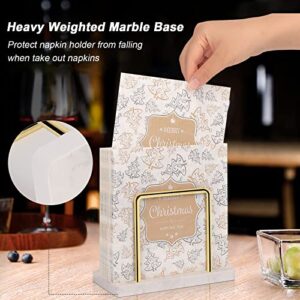 Livabber Napkin Holder, Metal Napkin Holder with Marble Base Modern Freestanding Tissue Paper Dispenser for Table Kitchen, Gold