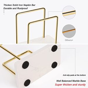 Livabber Napkin Holder, Metal Napkin Holder with Marble Base Modern Freestanding Tissue Paper Dispenser for Table Kitchen, Gold