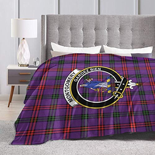 Jun2K Ultra-Soft Micro Fleece Blanket,Montgomery Tartan Clan Badge Throw Blanket Sheet 80"x60"