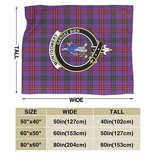 Jun2K Ultra-Soft Micro Fleece Blanket,Montgomery Tartan Clan Badge Throw Blanket Sheet 80"x60"