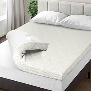 myants 4 inch gel memory foam mattress topper full, soft bed toppers, comfort and cooling mattress topper pad with removable bamboo cover, adjustable straps & pressure relief, certipur certified foam