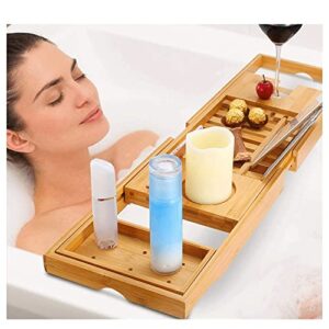 LIUYUNQI Extendable Bathtub Tray Bath Tray Spa Organizer Rack Reading Book Wine Tablet Holder for Bathroom Storage Shelf (Color : D)