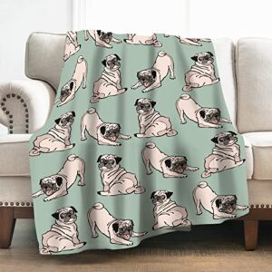 levens pug dog blanket gifts for women girls mom, adorable cartoon animals decoration for home bedroom living room sofa office, soft comfortable lightweight throw blankets 50"x60"