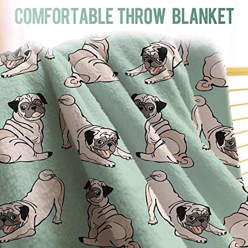 Levens Pug Dog Blanket Gifts for Women Girls Mom, Adorable Cartoon Animals Decoration for Home Bedroom Living Room Sofa Office, Soft Comfortable Lightweight Throw Blankets 50"x60"