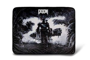 doom eternal doomslayer fleece blanket - 45x60-inch soft cozy blanket, plush throw - fluffy cover for twin bed, couch, sofa, living room, camping - decorative video game throws just funky merchandise