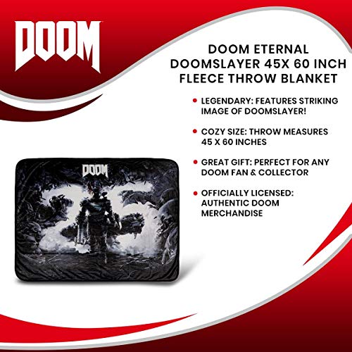 Doom Eternal Doomslayer Fleece Blanket - 45x60-Inch Soft Cozy Blanket, Plush Throw - Fluffy Cover for Twin Bed, Couch, Sofa, Living Room, Camping - Decorative Video Game Throws Just Funky Merchandise