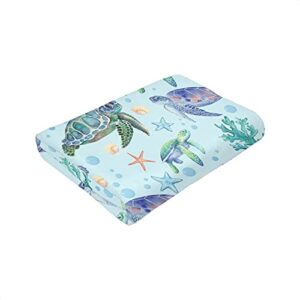 Majoug Sea Turtle Throw Blanket Flannel Fleece Bed Blanket Cozy Air Conditioning Blanket Plush Blanket for Bedroom Living Sofa Car 80"x60"