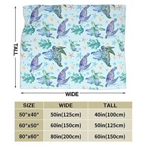 Majoug Sea Turtle Throw Blanket Flannel Fleece Bed Blanket Cozy Air Conditioning Blanket Plush Blanket for Bedroom Living Sofa Car 80"x60"