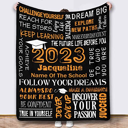 YFgohighhh Customized Bedding Throw Blankets Graduation Blanket, Orange for Mothers Day, Dad, Family, Baby,Friends, Couples, Dogs,Christmas Birthday-54 x70