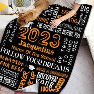 YFgohighhh Customized Bedding Throw Blankets Graduation Blanket, Orange for Mothers Day, Dad, Family, Baby,Friends, Couples, Dogs,Christmas Birthday-54 x70