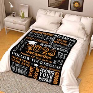 YFgohighhh Customized Bedding Throw Blankets Graduation Blanket, Orange for Mothers Day, Dad, Family, Baby,Friends, Couples, Dogs,Christmas Birthday-54 x70