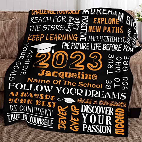 YFgohighhh Customized Bedding Throw Blankets Graduation Blanket, Orange for Mothers Day, Dad, Family, Baby,Friends, Couples, Dogs,Christmas Birthday-54 x70