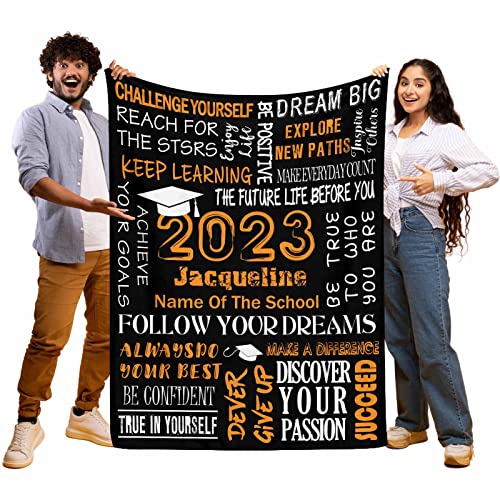 YFgohighhh Customized Bedding Throw Blankets Graduation Blanket, Orange for Mothers Day, Dad, Family, Baby,Friends, Couples, Dogs,Christmas Birthday-54 x70