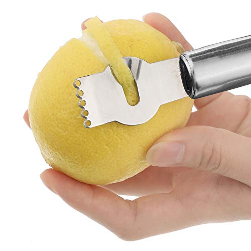 2 Pieces Stainless Steel Lemon Grater Zester Potato Peelers Stainless Steel Y Peeler Orange Citrus Peeler Tool with Channel Knife and Hanging Loop for Home Kitchen Fruits