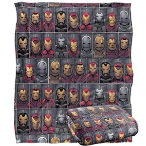 marvel iron man blanket, 50"x60", collection of iron, silky touch super soft throw blanket