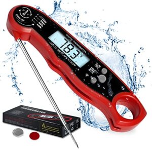 meat thermometer digital for cooking and grilling, collapsible probe, with magnet, calibration, backlight waterproof food thermometer, instant read thermometer for kitchen, meat, steak, turkey