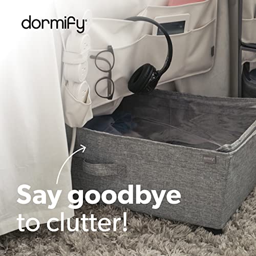 Dormify Storage Bin On Wheels | Under the Bed Storage | 24"L x 15"W x 8"H | Laundry Storage & Clothes Basket | Collapsible Laundry Basket | Laundry Tote College Dorm Essentials | Portable Laundry Bag | 16" x 20" | Grey | Small Space Living | Dorm & Bedroo