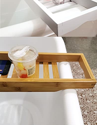 LIUYUNQI Bathtub Tray Bath Tray Spa Caddy Organizer Book Wine Tablet Holder Reading Rack Bathroom Accessories