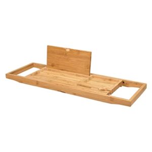 liuyunqi wooden bath caddy tray extendable bathtub bridge board shelf wint book/tablet stand wine candle holder