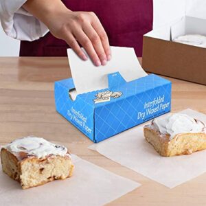 [500 Pack] Interfolded Food and Deli Dry Wrap Wax Paper Sheets with Dispenser Box, Bakery Pick Up Tissues, 6 x 10.75 Inch