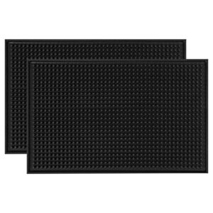 wishmart | black bar mats set of 2 (18x12 inches) | drying, durable and stylish spill mats for bars, restaurants, coffee shops, bar mats for countertop and table top, non-spill & non-toxic mats