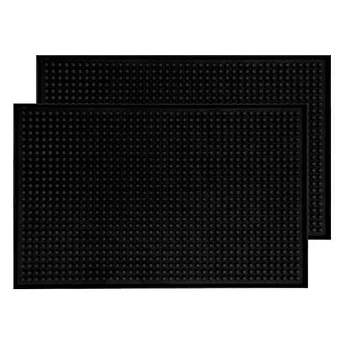 WISHMART | Black Bar Mats Set of 2 (18x12 Inches) | Drying, Durable and Stylish Spill Mats for Bars, Restaurants, Coffee Shops, Bar Mats for Countertop and Table Top, Non-Spill & Non-Toxic Mats