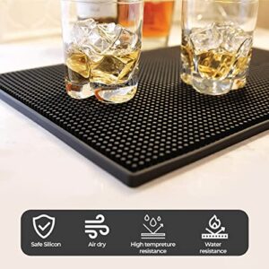 WISHMART | Black Bar Mats Set of 2 (18x12 Inches) | Drying, Durable and Stylish Spill Mats for Bars, Restaurants, Coffee Shops, Bar Mats for Countertop and Table Top, Non-Spill & Non-Toxic Mats