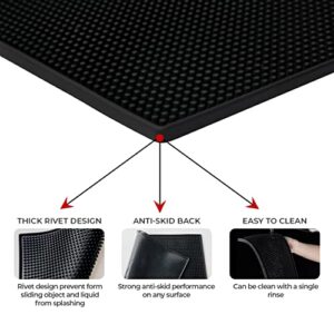 WISHMART | Black Bar Mats Set of 2 (18x12 Inches) | Drying, Durable and Stylish Spill Mats for Bars, Restaurants, Coffee Shops, Bar Mats for Countertop and Table Top, Non-Spill & Non-Toxic Mats