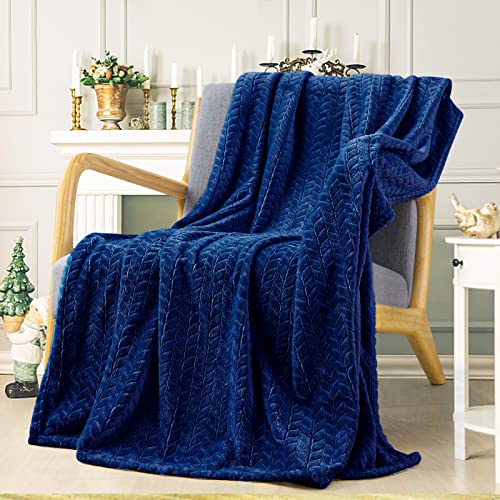 inhand Fleece Throw Blanket, Super Soft Fuzzy Blanket for Couch Sofa Bed Office, Cozy Plush Fleece Blanket Throw Size, Washable Lightweight Flannel Blankets Throw for All Season(50”x60”,Navy)