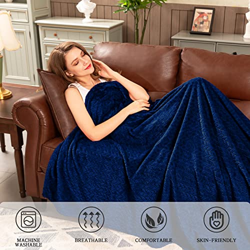 inhand Fleece Throw Blanket, Super Soft Fuzzy Blanket for Couch Sofa Bed Office, Cozy Plush Fleece Blanket Throw Size, Washable Lightweight Flannel Blankets Throw for All Season(50”x60”,Navy)