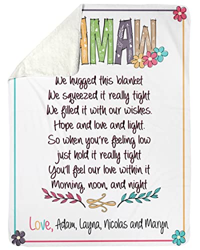 Personalized Grandma Blanket - Custom Grandma with Grandkids Name, Mothers Day Chirstmas Blanket Gift for Grandma, Nana, Mimi (A 8)