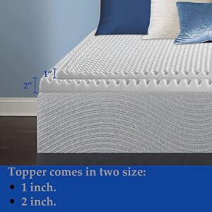 Treaton 1-inch Soft Foam Toppers with Convoluted Egg Shell Design | Extends Mattress Topper Life, Provides Proper Back Support and Relieves Pain, Improves Better Posture, Twin, White