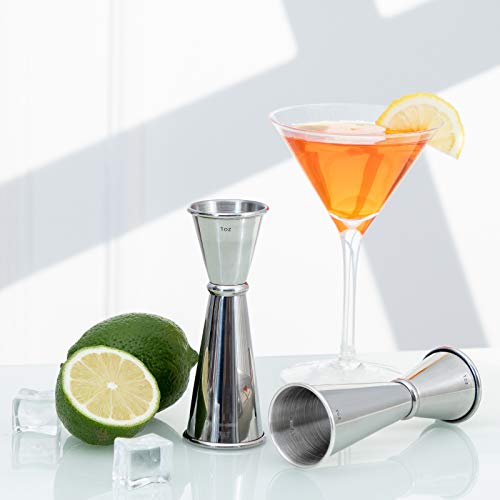 Briout Jigger for Bartending, Double Cocktail Jigger Japanese Premium 304 Stainless Steel Jigger 2 OZ 1 OZ with Measurements Inside