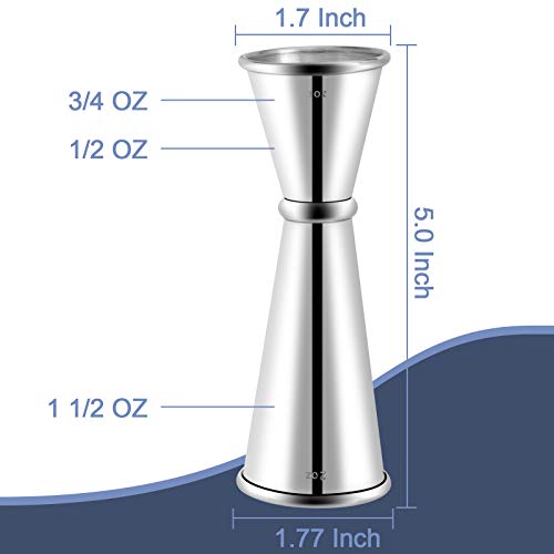 Briout Jigger for Bartending, Double Cocktail Jigger Japanese Premium 304 Stainless Steel Jigger 2 OZ 1 OZ with Measurements Inside